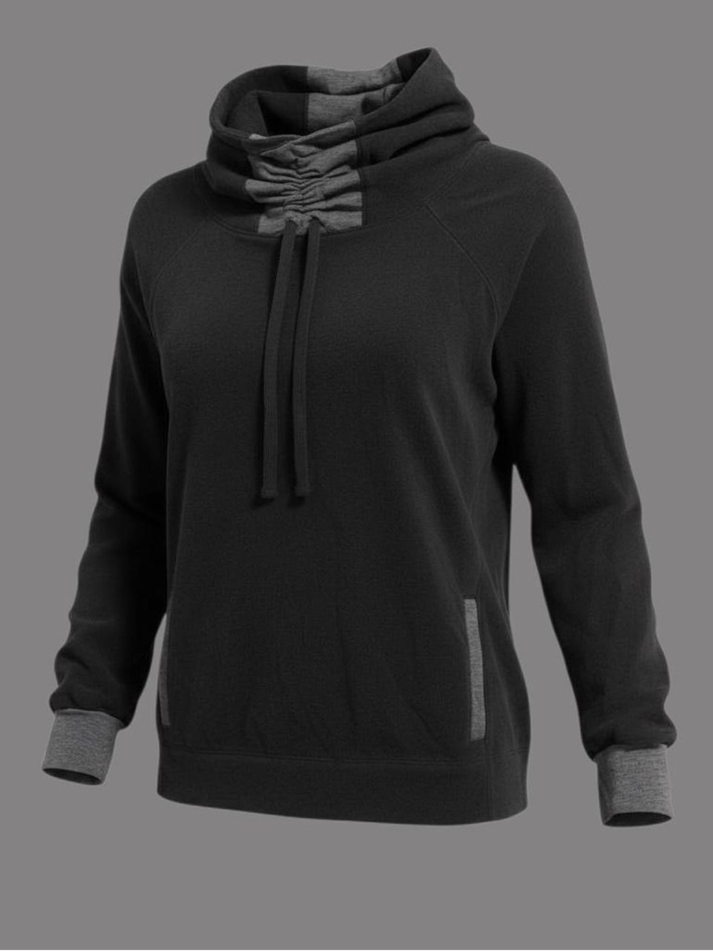 Old Navy Grey Black Colorblock Sweatshirt Unique Neckline Cozy Trendy